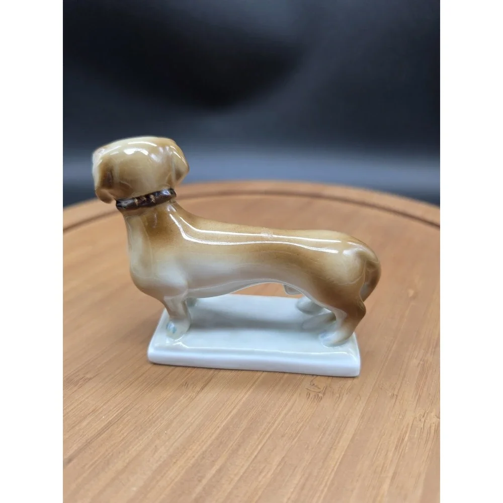 Zsolnay Hungary Hand Painted Porcelain Dachshund Wiener Dog Figurine